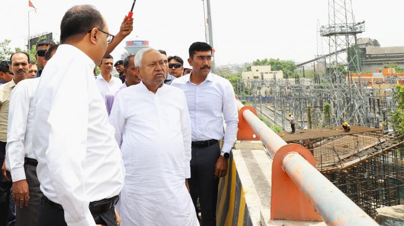 CM Nitish took stock of the under-construction Mithapur-Mahuli elevated road news in hindi CM Nitish took stock of the under-construction Mithapur-Mahuli elevated road news in hindi