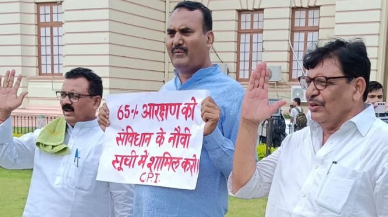 Bihar MLAs demanding implementation of 65 percent reservation