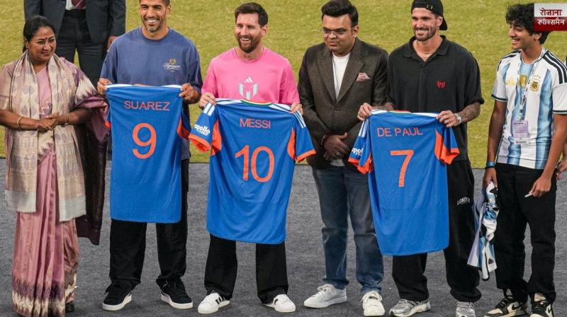 ICC Chairman Jay Shah presented Lionel Messi with a Team India jersey and a ticket to a T20 World Cup match.