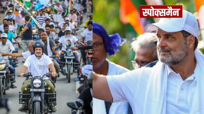 Rahul, Tejashwi ride motorcycles during 'Voter Rights Yatra' in Bihar's news in hindi 