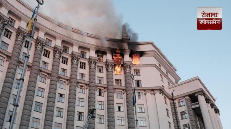 Russian strikes damage cabinet building in Kyiv news in hindi