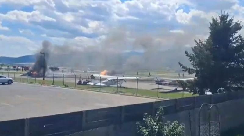 Plane crash in Montana huge fire breaks out in plane news in hindi
