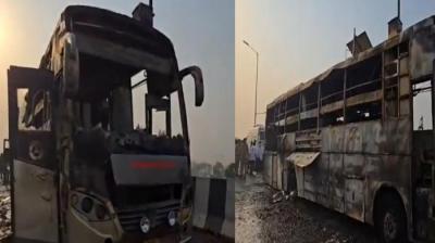  Lucknow bus fire 5 people burnt alive News In Hindi