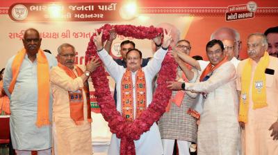 JP Nadda reached Ahmedabad for election campaign news in hindi