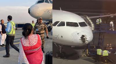 Delhi to Srinagar Aircraft damaged, emergency landing news in Hindi