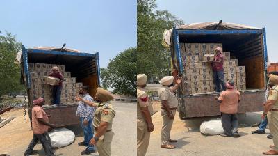 Police seized a truck and recovered more than 500 boxes of liquor in Mohali News In Hindi