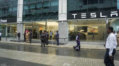 Tesla first showroom opens in India News In Hindi